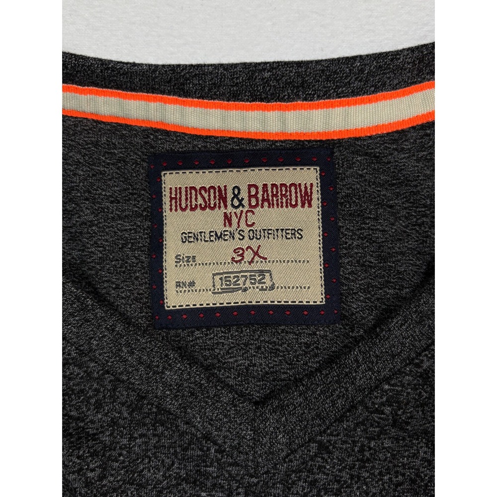 Hudson & Barrow Mens 3X Gray Space Dye Colorblock V-Neck T-Shirt NWT Big & Tall - Picture 3 of 7